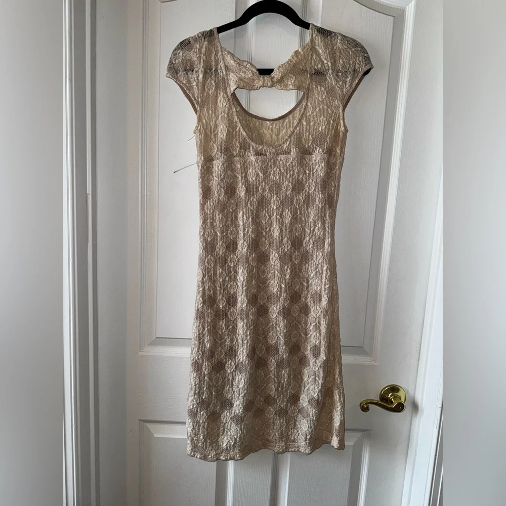 Free People Cream Lace Boho Mini Dress Size XS